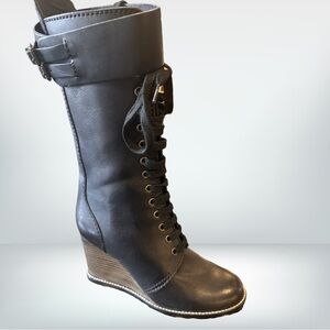 See by Cloe Black Leather Wedge Boots new 38